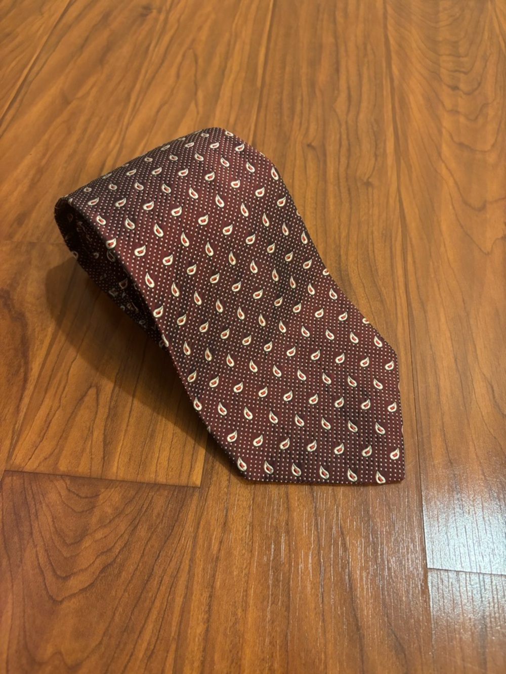 Polo Ralph Lauren Burgundy Paisley Silk Tie Hand Made in USA